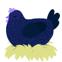 A navy and tumblr chicken with a double-lace pattern