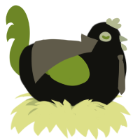 A black and chartreuse chicken