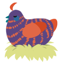 A overcast and vermilion chicken with a bar pattern