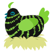 Monster Energy, a black and grass chicken with a bar pattern