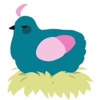 A sea and pink chicken