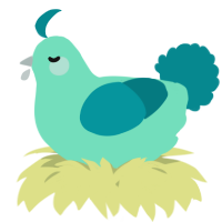 A mint and teal chicken