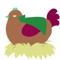 BBQ Nugget, a brown and maroon chicken