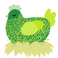 A viridian and lime chicken with a double-lace pattern
