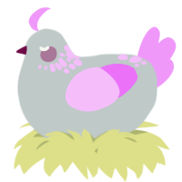 A silver and lavender chicken with a neck-speckle pattern