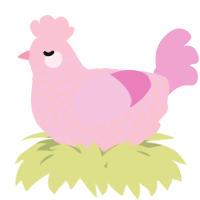 A rose and pink chicken with a lace pattern