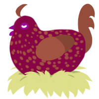 Tomato sauce, a maroon and russet chicken with a speckle pattern
