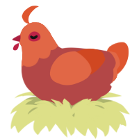 A red and vermilion chicken with a head pattern
