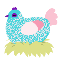 Whirlpool, a aqua and rose chicken with a double-lace pattern