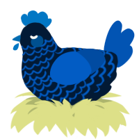 A tumblr and ultramarine chicken with a lace pattern