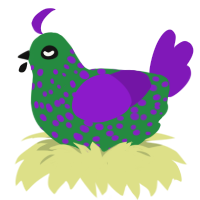 (unnamed), a viridian and violet chicken with a speckle pattern
