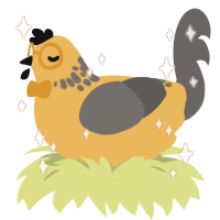 A honey and grey chicken with a neck-speckle pattern