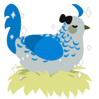 A silver and sapphire chicken with a half-lace pattern