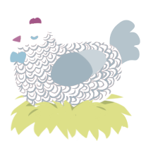 pillow, a teal and brown chicken with a double-lace pattern