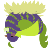 A overcast and chartreuse chicken with a bar pattern