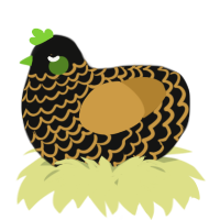 A black and gold chicken with a lace pattern