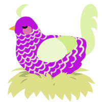A amethyst and apple chicken with a lace pattern