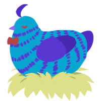A cerulean and indigo chicken with a bar pattern