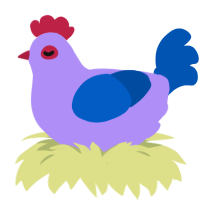 Sugar Plum, a lilac and ultramarine chicken