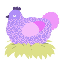 A lilac and lavender chicken with a double-lace pattern