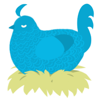 A cerulean chicken with a double-lace pattern