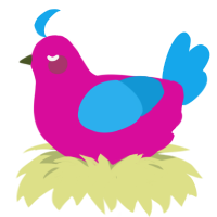 A fuchsia and sky chicken