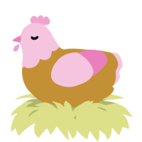 A gold and pink chicken with a head pattern