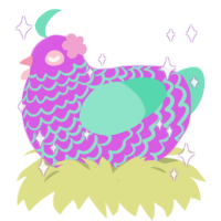 A orchid and mint chicken with a lace pattern