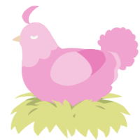 A pink chicken with a head pattern
