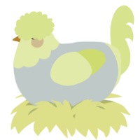A silver and lemon chicken with a head pattern