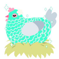 A mint and mist chicken with a lace pattern