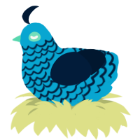 Ene, a cerulean and tumblr chicken with a lace pattern