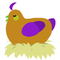 A ochre and violet chicken