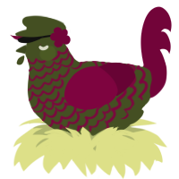 A olive and maroon chicken with a lace pattern