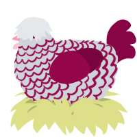 A mist and maroon chicken with a lace pattern