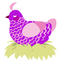 A amethyst and pink chicken with a lace pattern