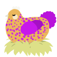 A honey and amethyst chicken with a speckle pattern