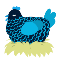 A tumblr and cerulean chicken with a lace pattern