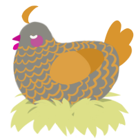 A ash and orange chicken with a lace pattern