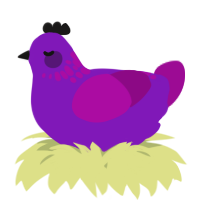 A violet and plum chicken with a neck-speckle pattern