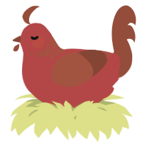 A red and russet chicken with a neck-speckle pattern