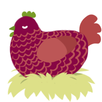Cranbry, a maroon and red chicken with a lace pattern