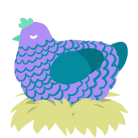 A lilac and sea chicken with a lace pattern