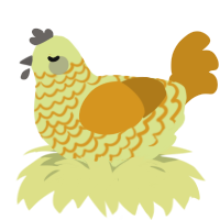 Peepcorn, a lemon and ochre chicken with a lace pattern