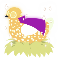 A ochre and gluppy chicken with a speckle pattern