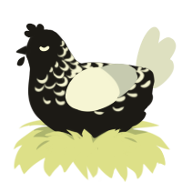 A sable and mist chicken with a half-lace pattern