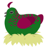 A leaf and maroon chicken with a half-lace pattern