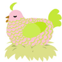 A rose and lime chicken with a lace pattern
