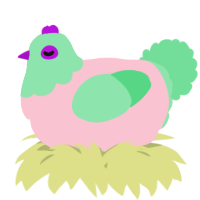 A rose and spring chicken with a head pattern