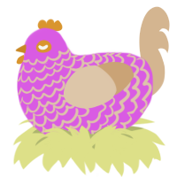 A orchid and beige chicken with a lace pattern